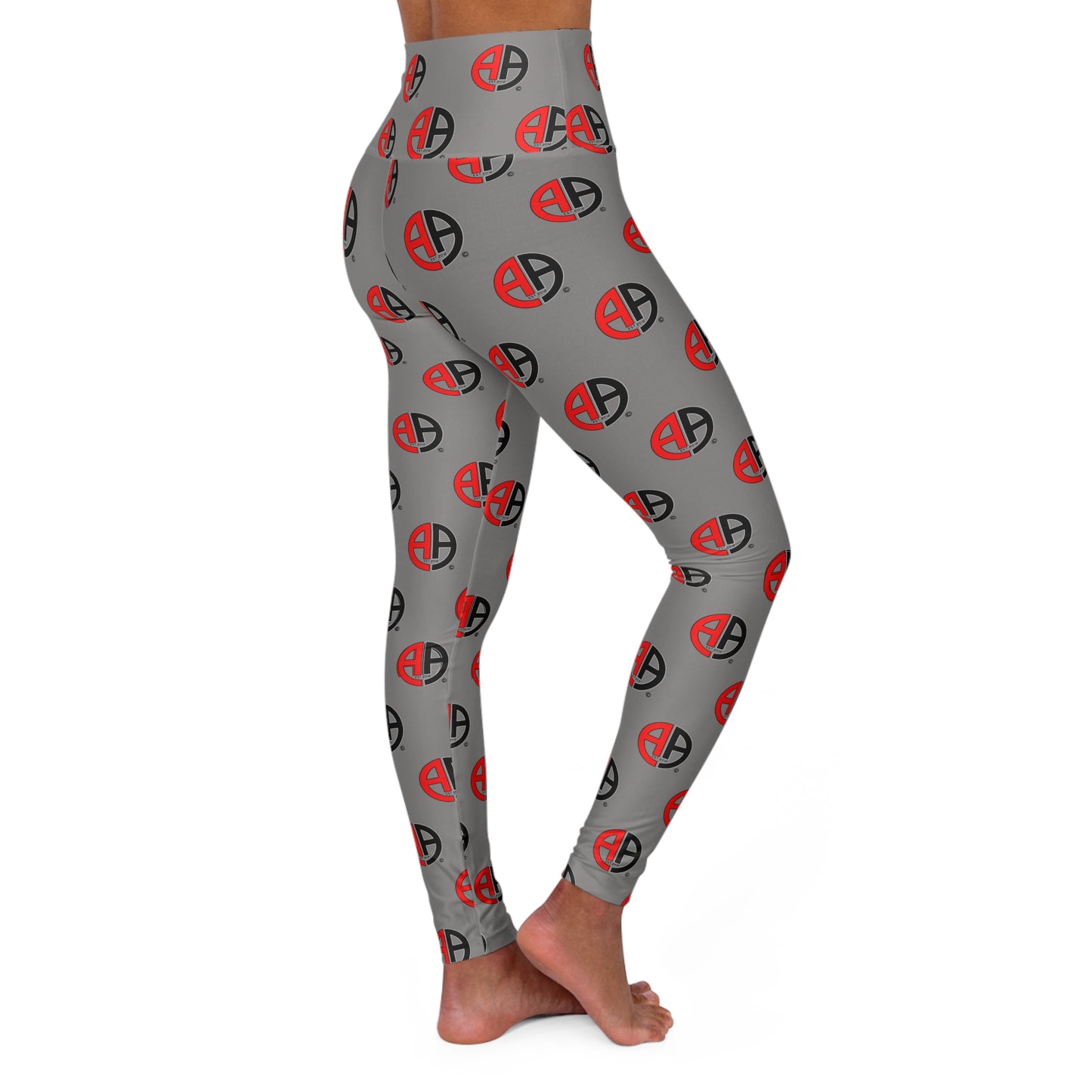 Ambizion Apparel Signature Gray High-Waisted Yoga Leggings — All-Over Print