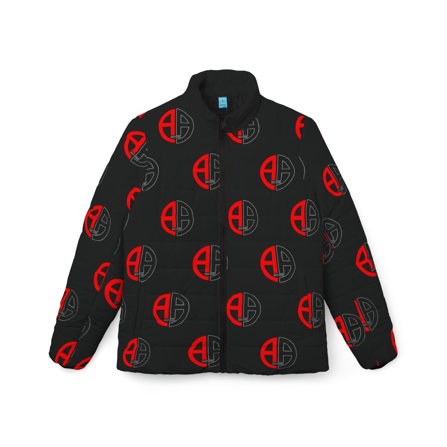Ambizion Apparel Signature Monogram Black Collar Puffer Jacket- Black