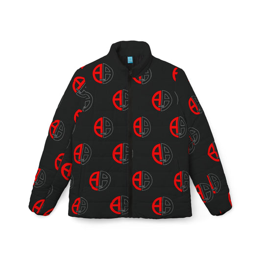 Ambizion Apparel Signature Monogram Black Collar Puffer Jacket- Black