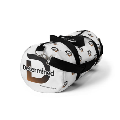 Determined White Duffel Bag — Bold Travel & Gym Tote