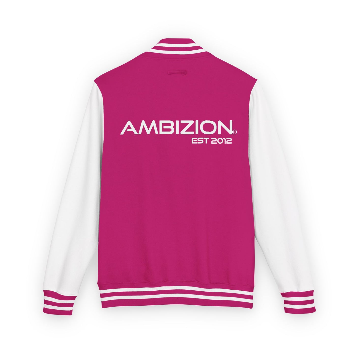 Ambizion Apparel Signature White Logo Letterman Jacket | Black White Varsity Jacket