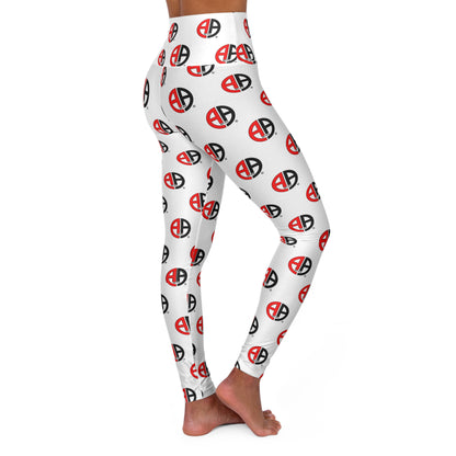 Ambizion Apparel Signature White High-Waisted Yoga Leggings — All-Over Print
