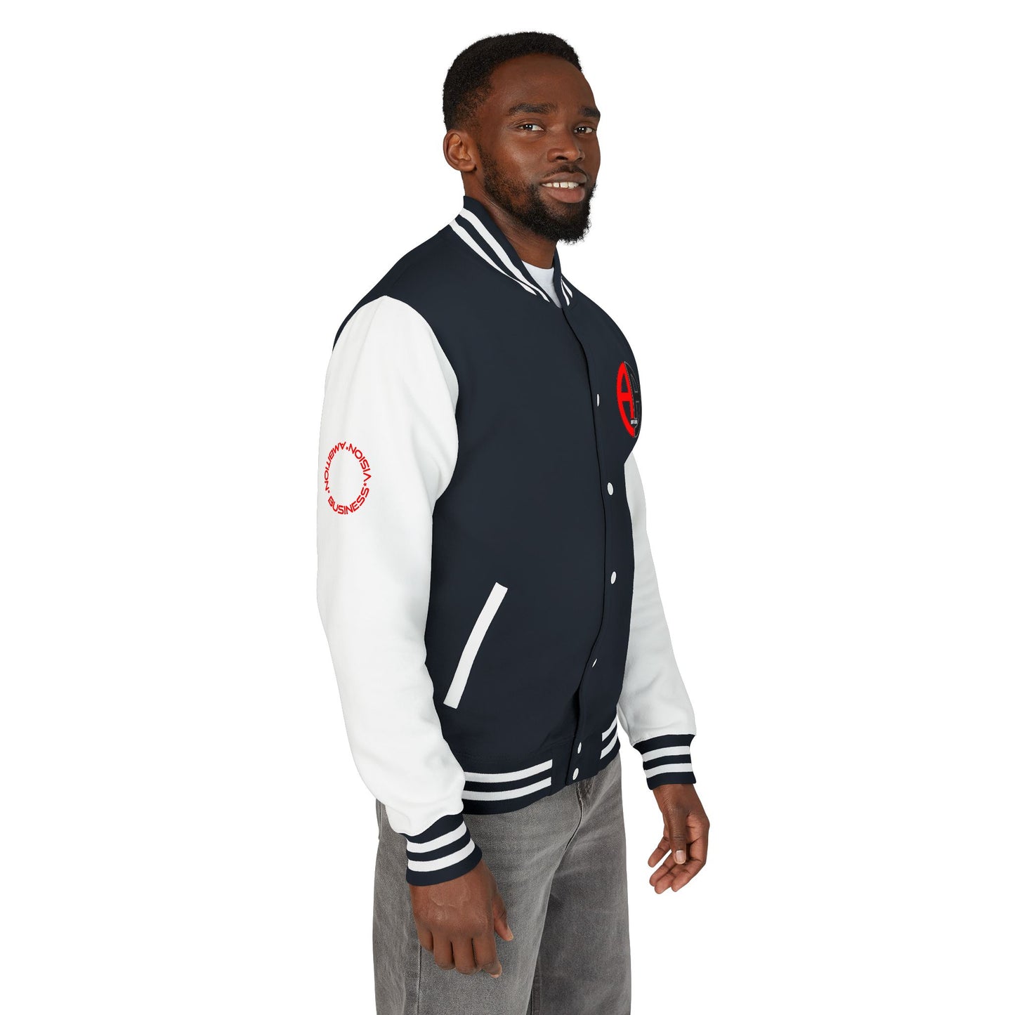 Ambizion Apparel Logo Letterman Jacket | Black White Varsity Jacket