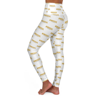 #Mogul White High-Waisted Yoga Leggings — All-Over Print