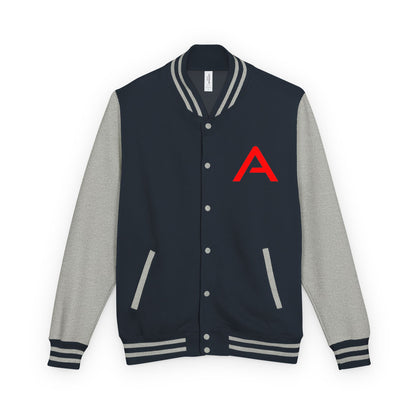 Ambizion Apparel Signature Red Logo Letterman Jacket | Black White Varsity Jacket