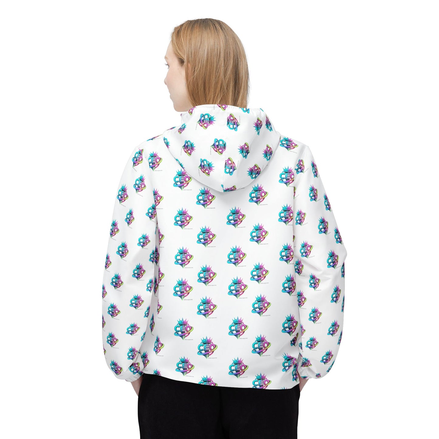 CEO repeat logo Windbreaker Jacket | all-over print White