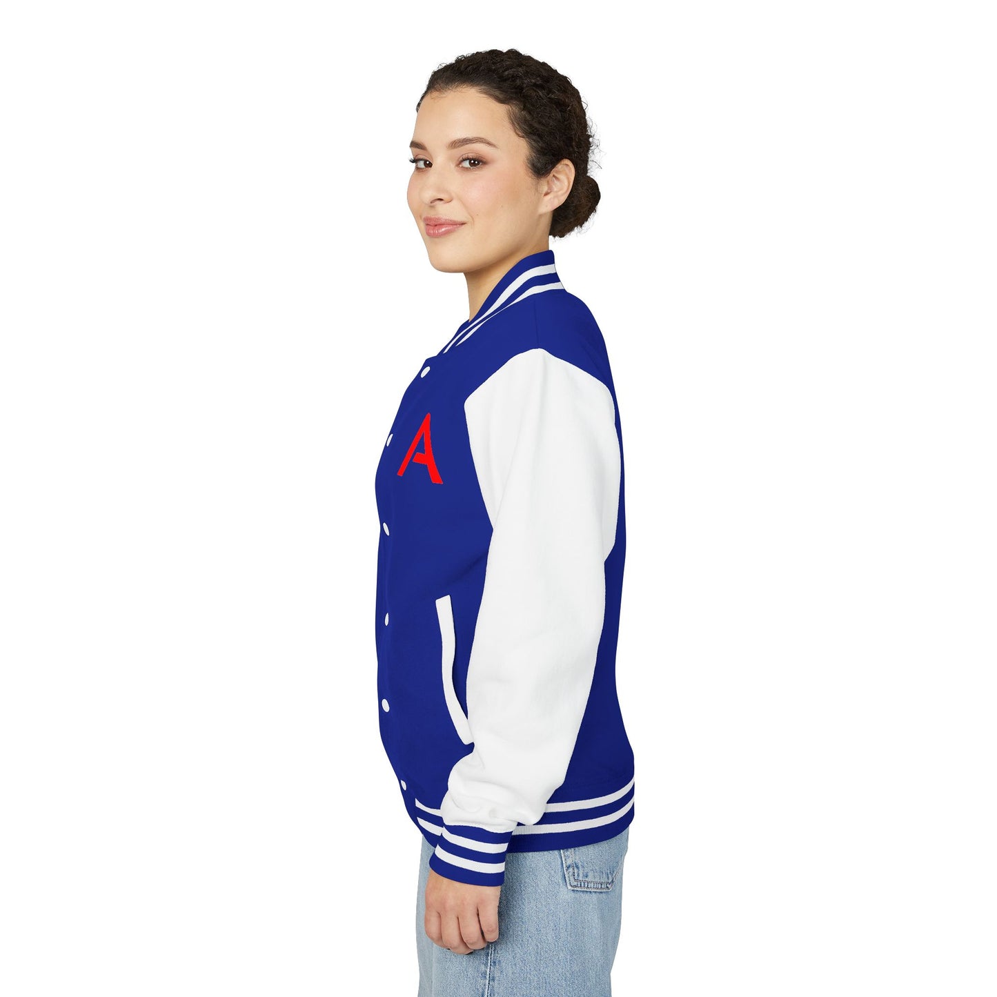 Ambizion Apparel Signature Red Logo Letterman Jacket | Black White Varsity Jacket