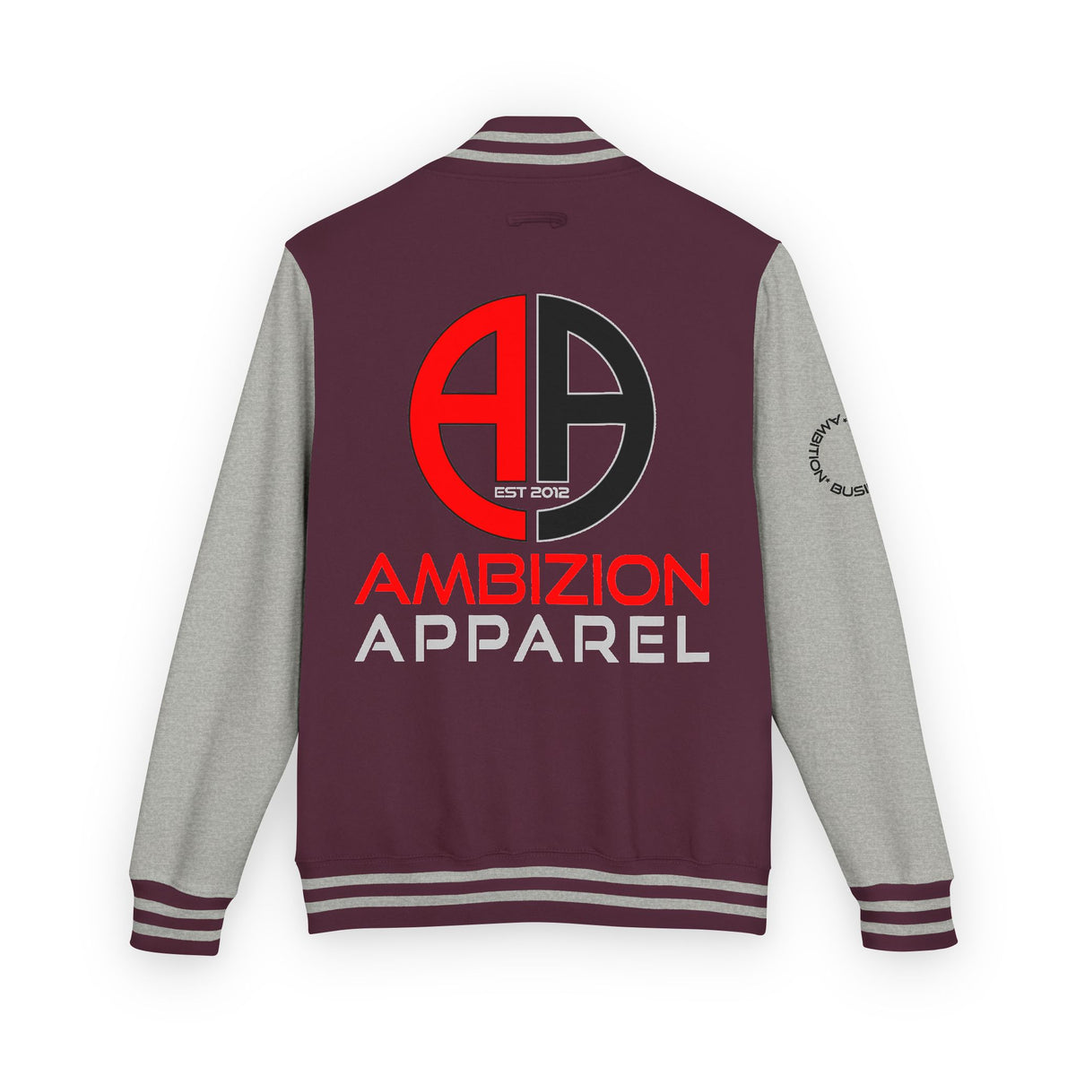 Ambizion Apparel Logo Letterman Jacket | Black White Varsity Jacket