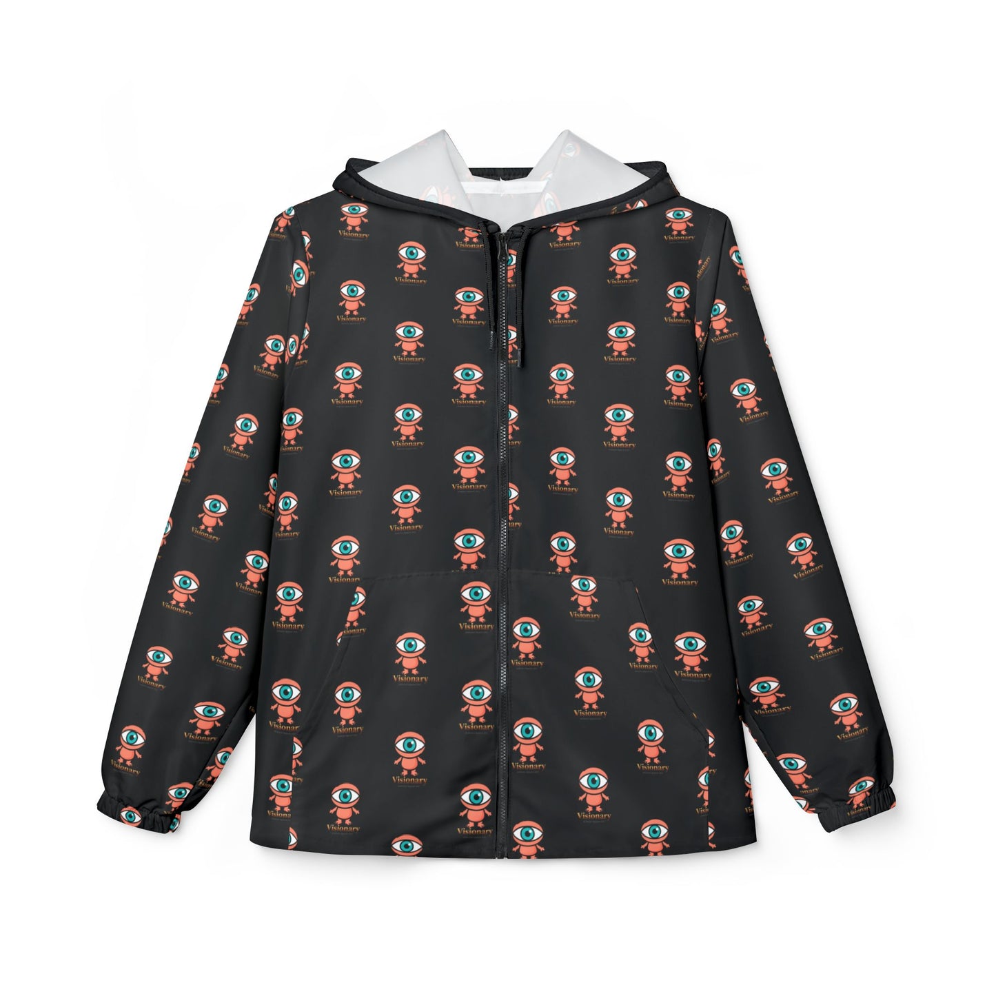 Visionary repeat logo Windbreaker Jacket | all-over print Black