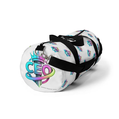 CEO White Duffel Bag — Bold Travel & Gym Tote
