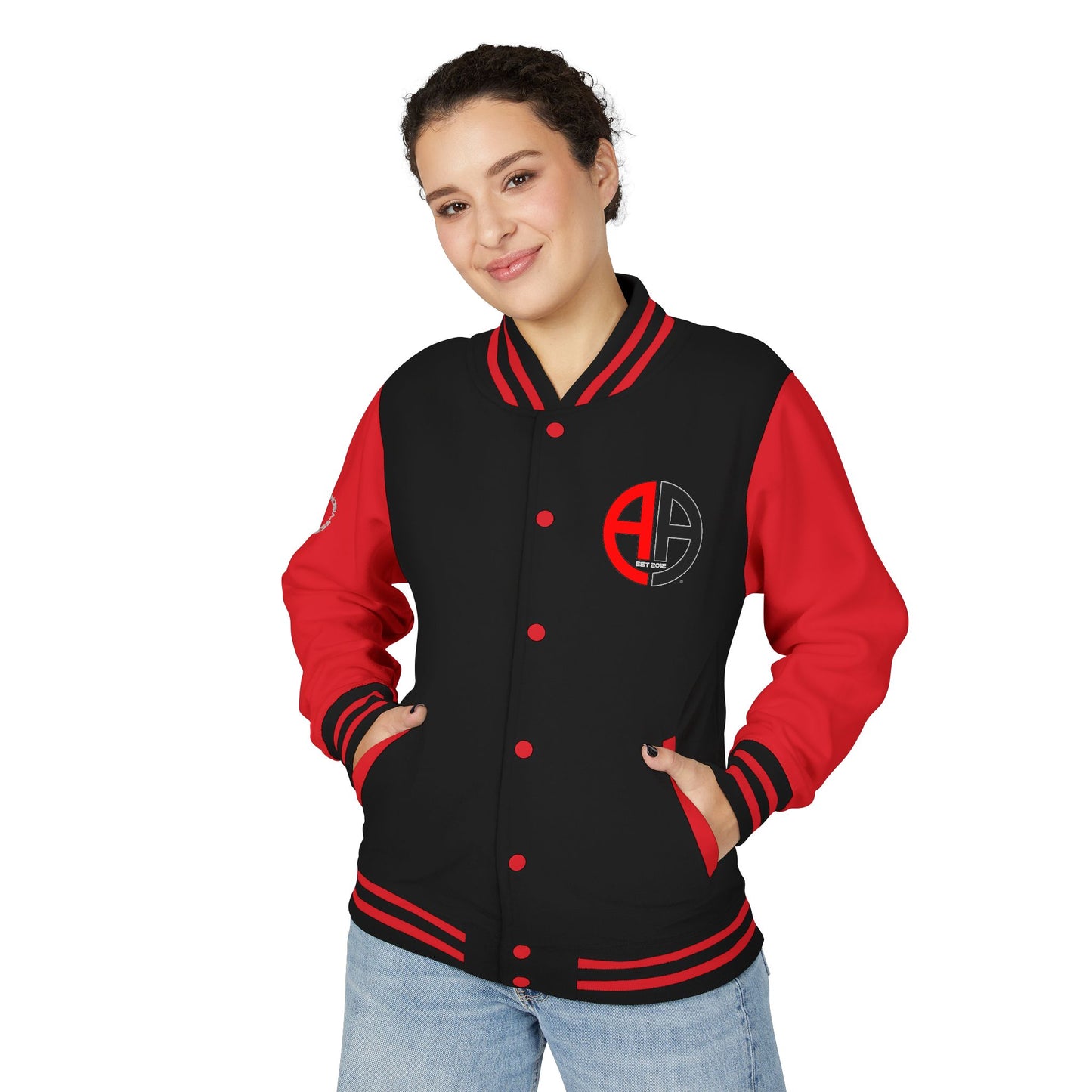Ambizion Apparel Logo Letterman Jacket | Black White Varsity Jacket
