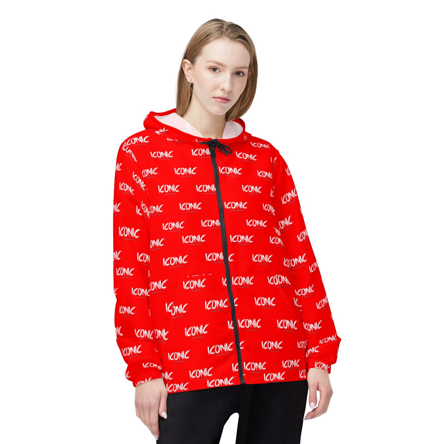 ICONIC repeat logo Windbreaker Jacket | all-over print Red