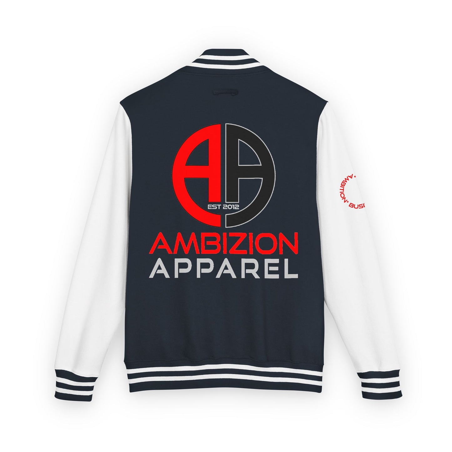 Ambizion Apparel Logo Letterman Jacket | Black White Varsity Jacket