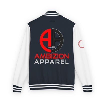 Ambizion Apparel Logo Letterman Jacket | Black White Varsity Jacket