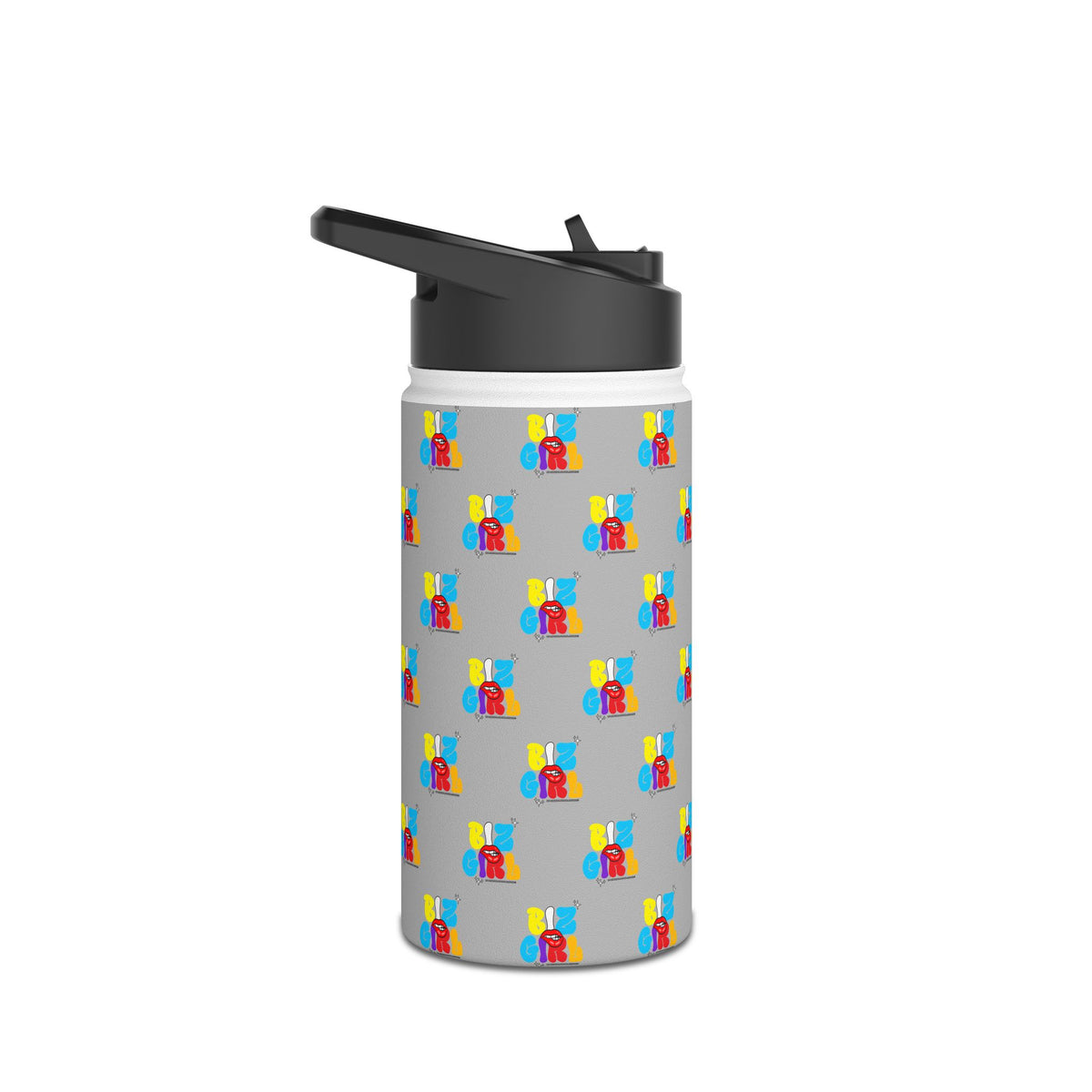 Biz Girl Grey Stainless Water Bottle — Black