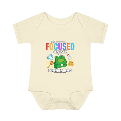 Focused on My Diaper Bag Infant Onesie