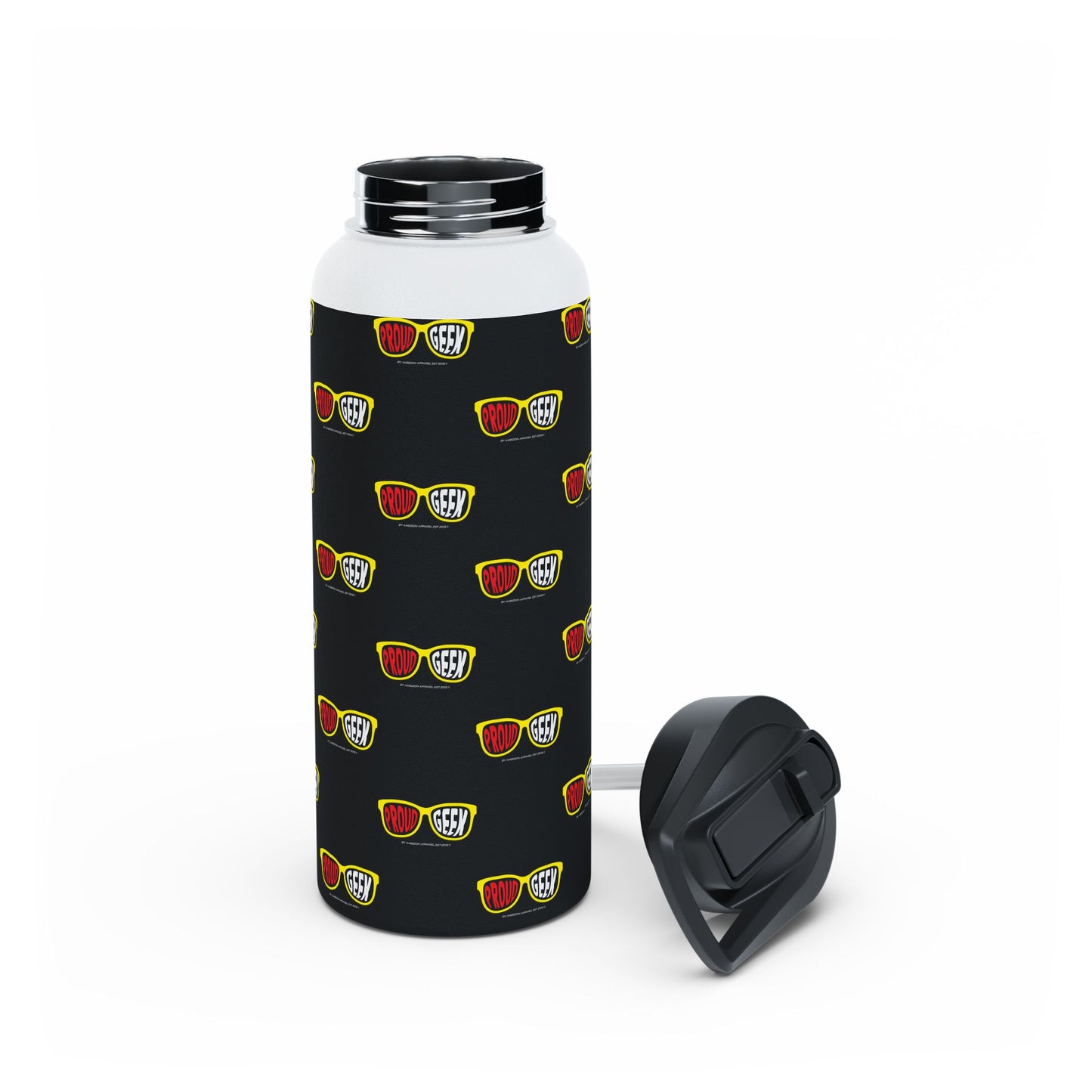 Proud Geek  Stainless Water Bottle — Black