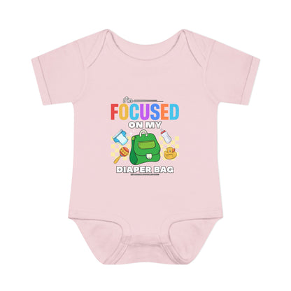 Focused on My Diaper Bag Infant Onesie