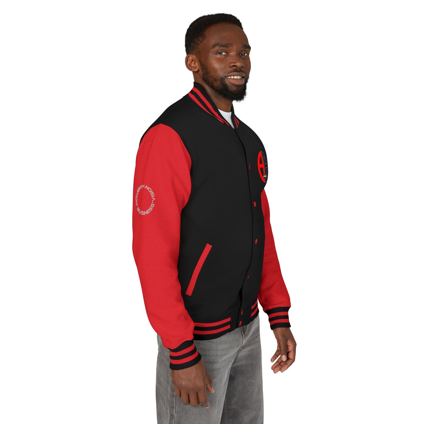Ambizion Apparel Logo Letterman Jacket | Black White Varsity Jacket