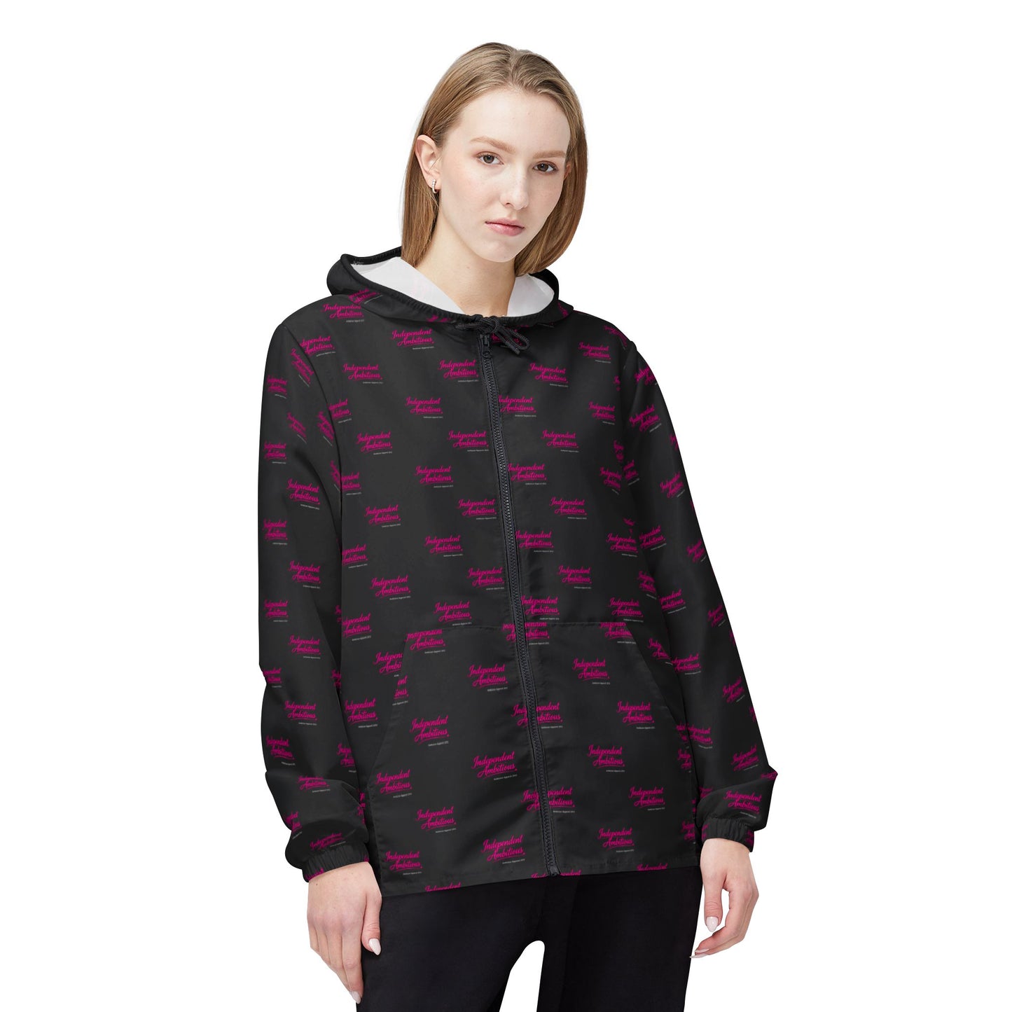 Independent Ambitious repeat logo Windbreaker Jacket | all-over print Black