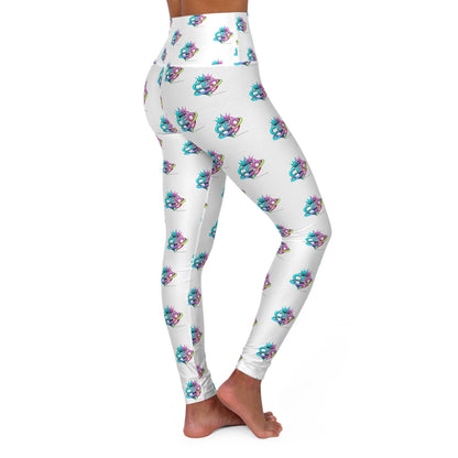 CEO White High-Waisted Yoga Leggings — All-Over Print