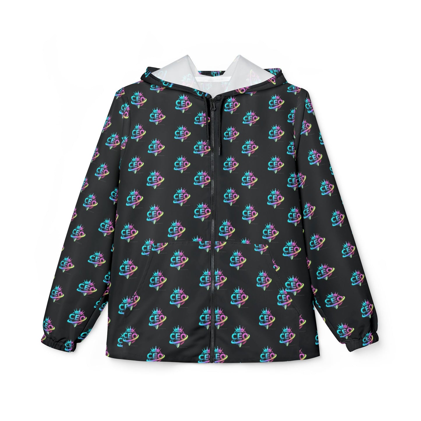 CEO repeat logo Windbreaker Jacket | all-over print Black