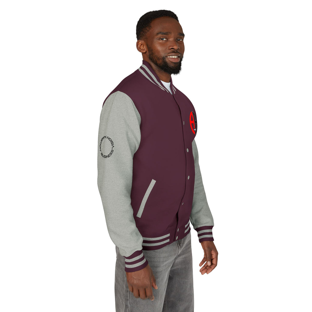 Ambizion Apparel Logo Letterman Jacket | Black White Varsity Jacket