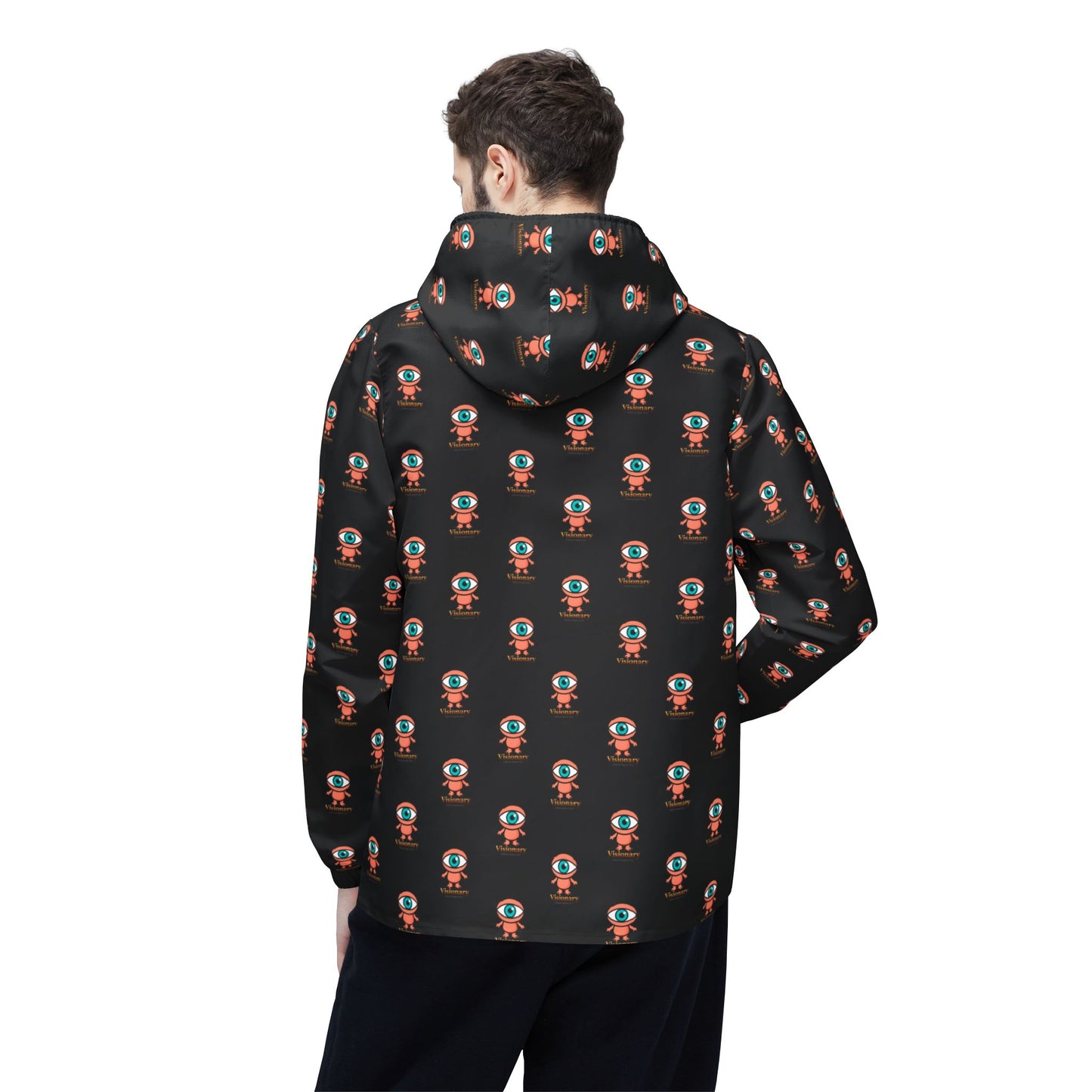 Visionary repeat logo Windbreaker Jacket | all-over print Black