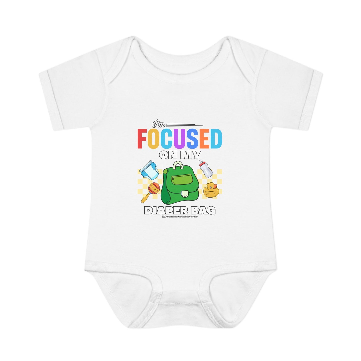 Focused on My Diaper Bag Infant Onesie