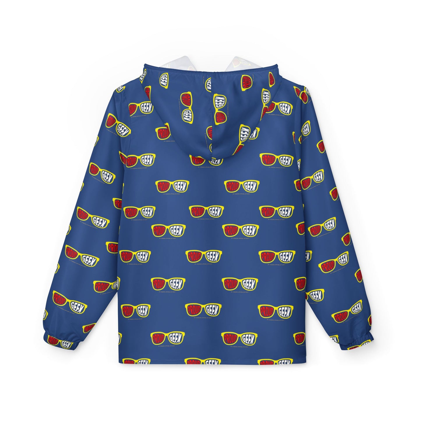 Proud Geek repeat logo Windbreaker Jacket | all-over print Blue