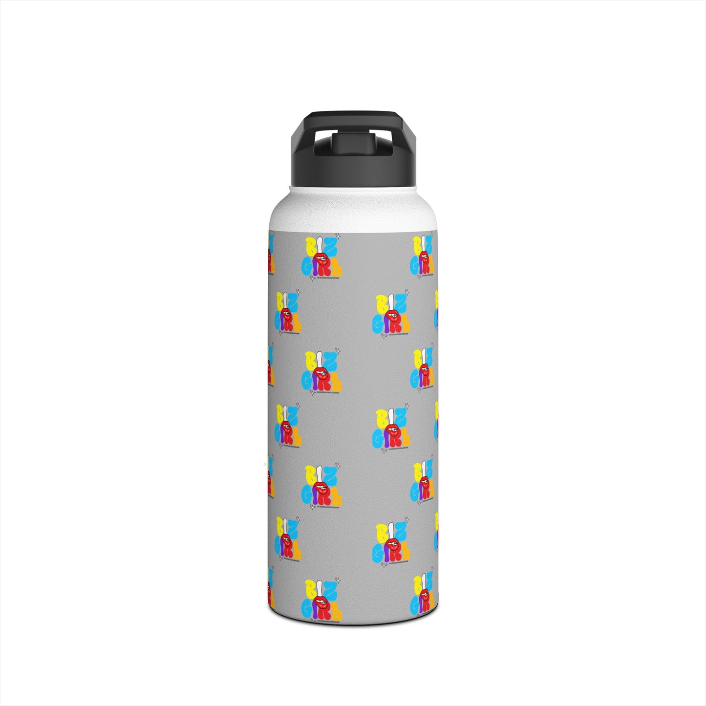 Biz Girl Grey Stainless Water Bottle — Black