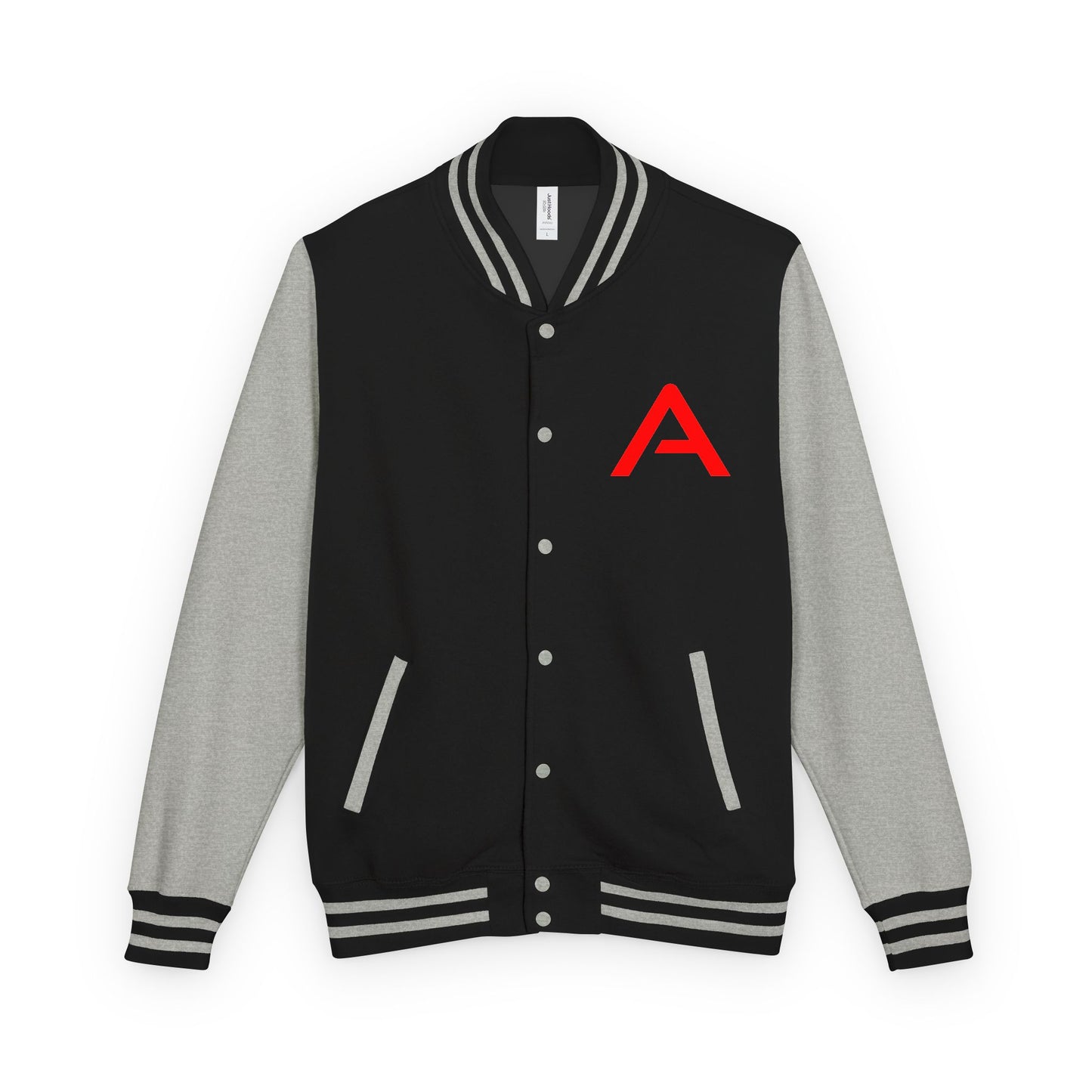 Ambizion Apparel Signature Red Logo Letterman Jacket | Black White Varsity Jacket
