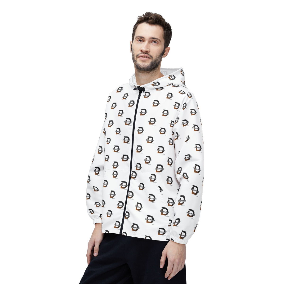 Determined repeat logo Windbreaker Jacket | all-over print White