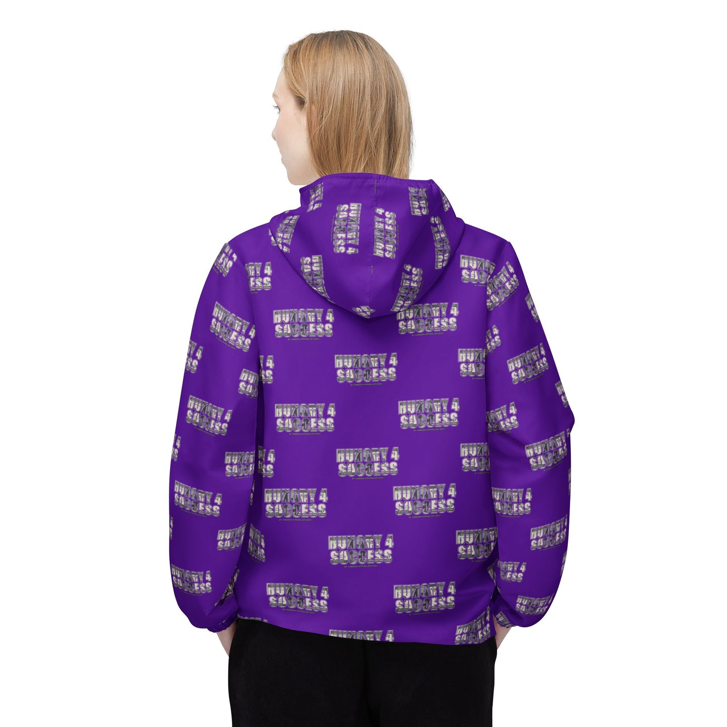 Hungry 4 Success repeat logo Windbreaker Jacket | all-over print Purple
