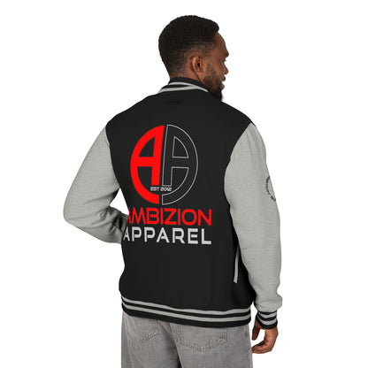 Ambizion Apparel Logo Letterman Jacket | Black White Varsity Jacket