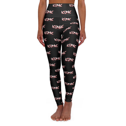 Iconic Black High-Waisted Yoga Leggings — All-Over Print