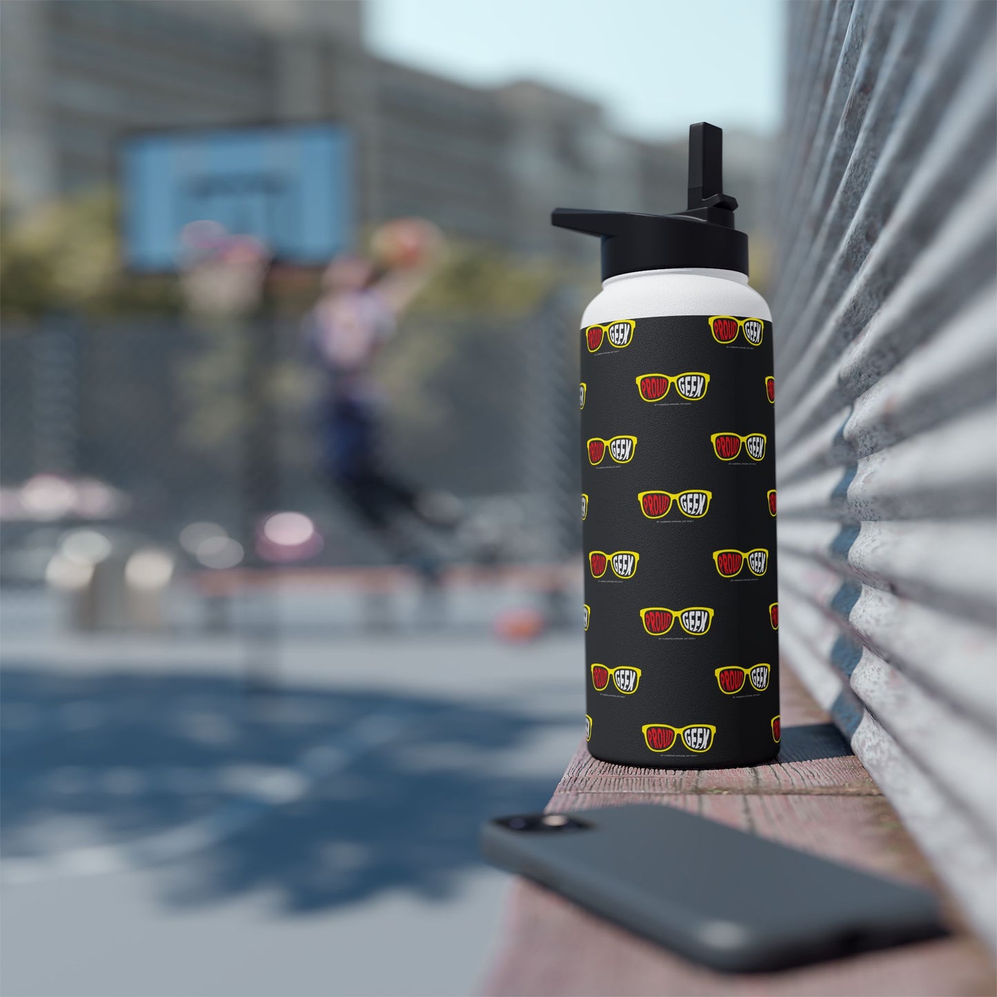 Proud Geek  Stainless Water Bottle — Black
