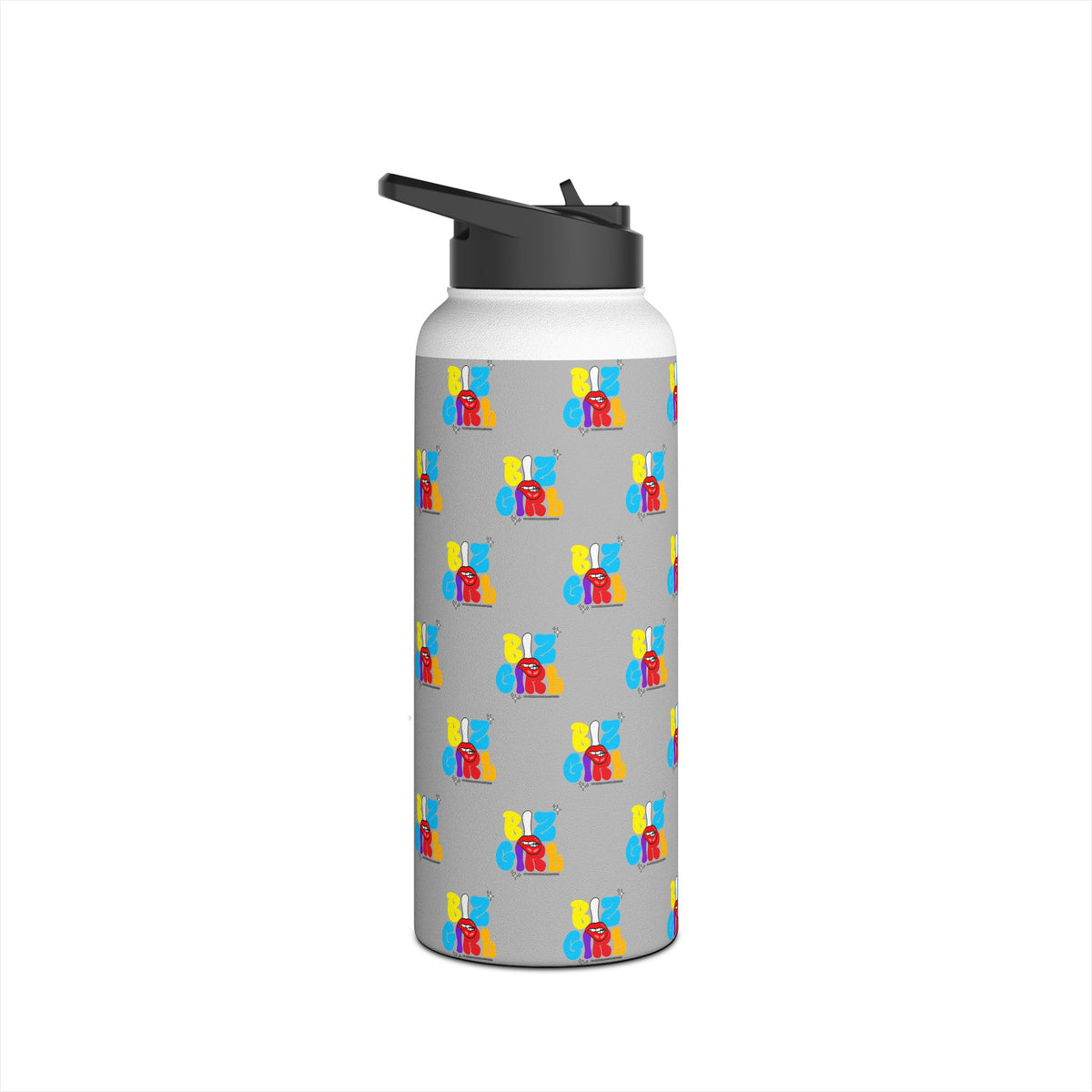 Biz Girl Grey Stainless Water Bottle — Black