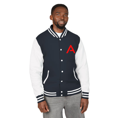 Ambizion Apparel Signature Red Logo Letterman Jacket | Black White Varsity Jacket