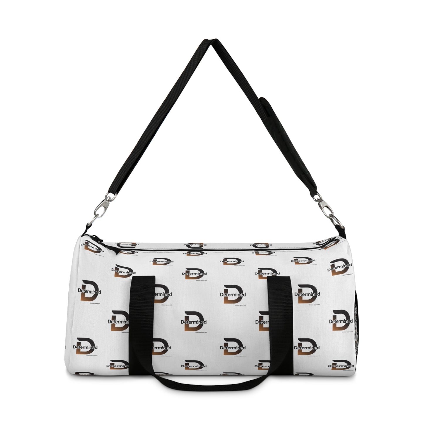 Determined White Duffel Bag — Bold Travel & Gym Tote