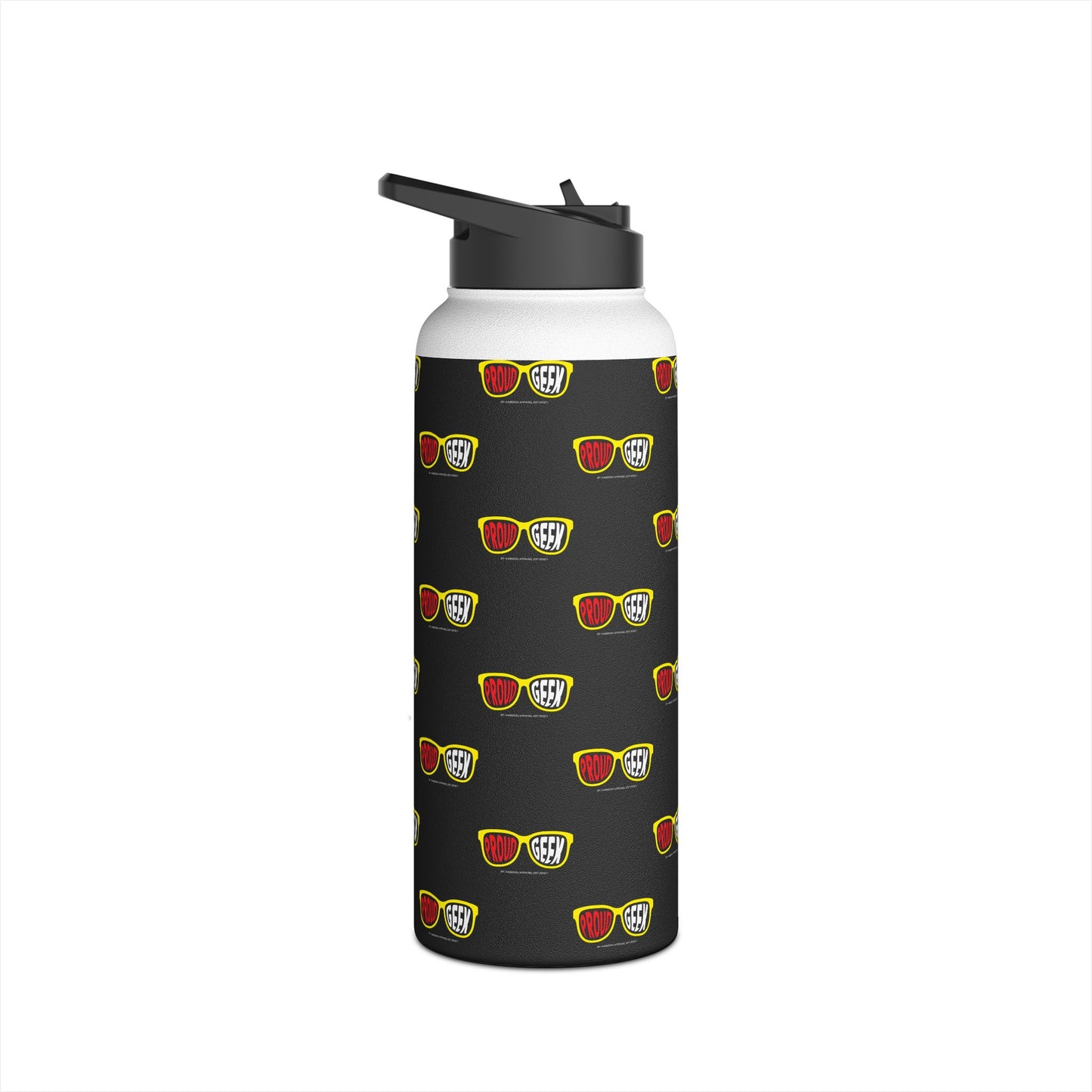 Proud Geek  Stainless Water Bottle — Black