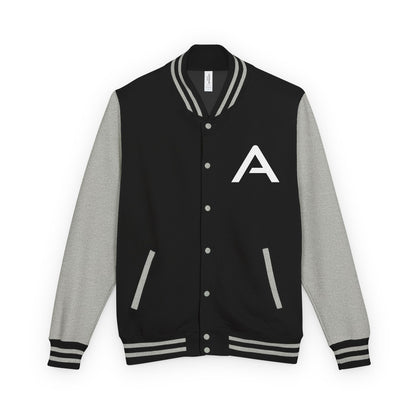 Ambizion Apparel Signature White Logo Letterman Jacket | Black White Varsity Jacket