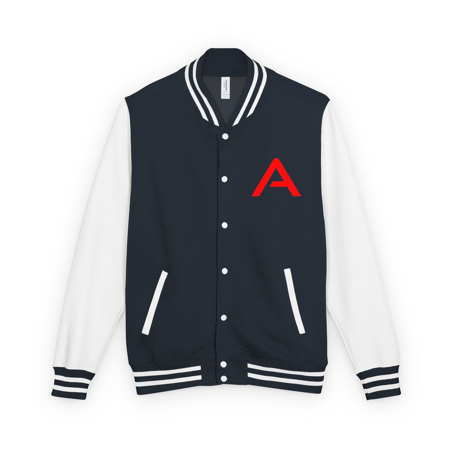 Ambizion Apparel Signature Red Logo Letterman Jacket | Black White Varsity Jacket
