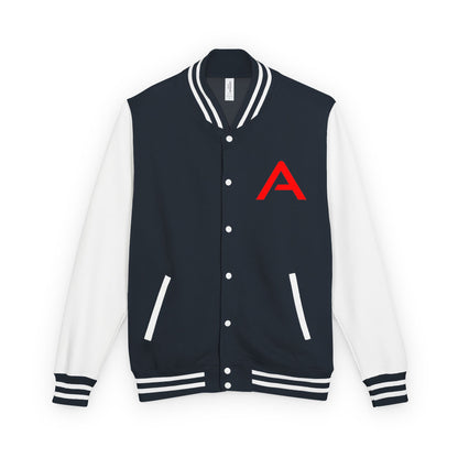 Ambizion Apparel Signature Red Logo Letterman Jacket | Black White Varsity Jacket