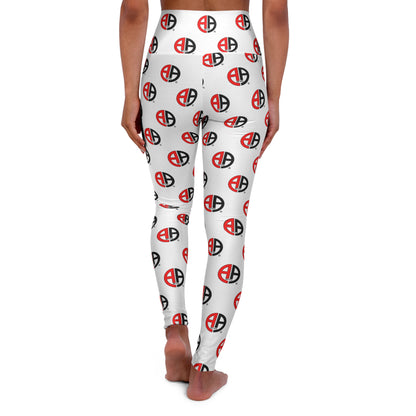 Ambizion Apparel Signature White High-Waisted Yoga Leggings — All-Over Print