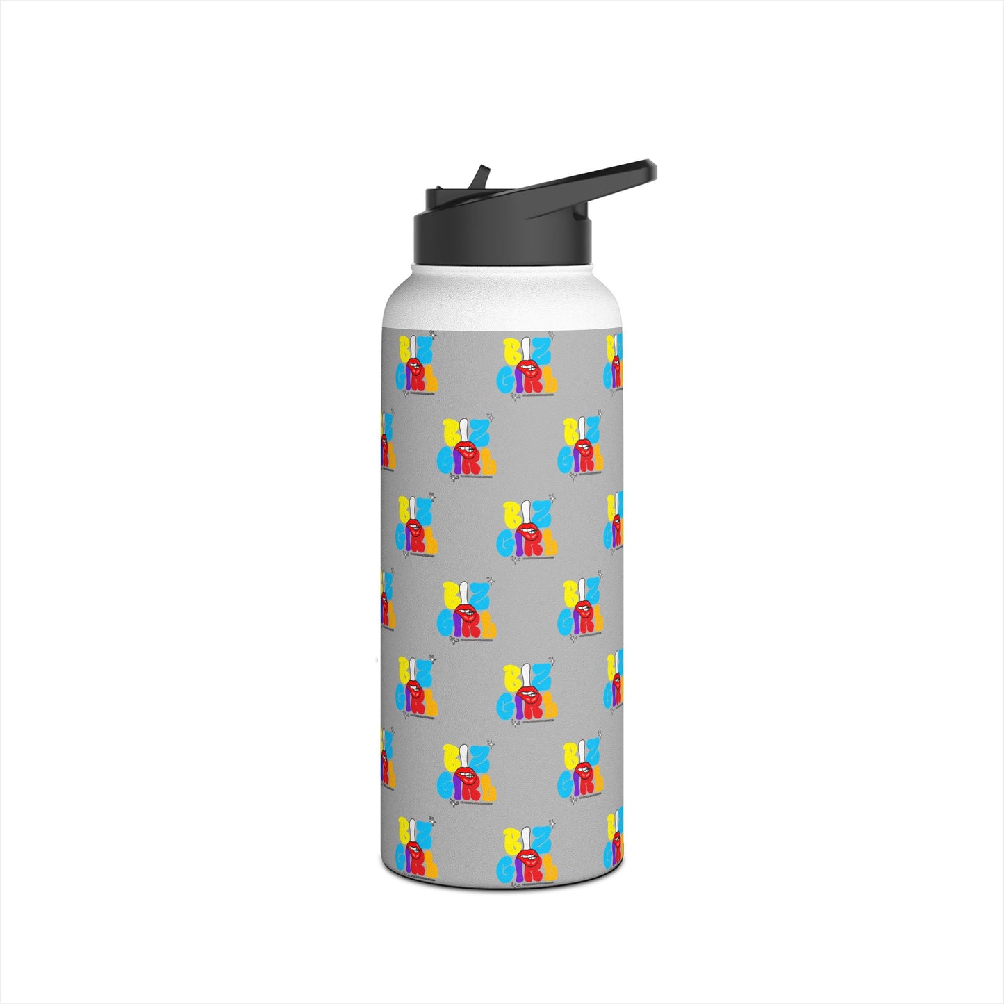 Biz Girl Grey Stainless Water Bottle — Black