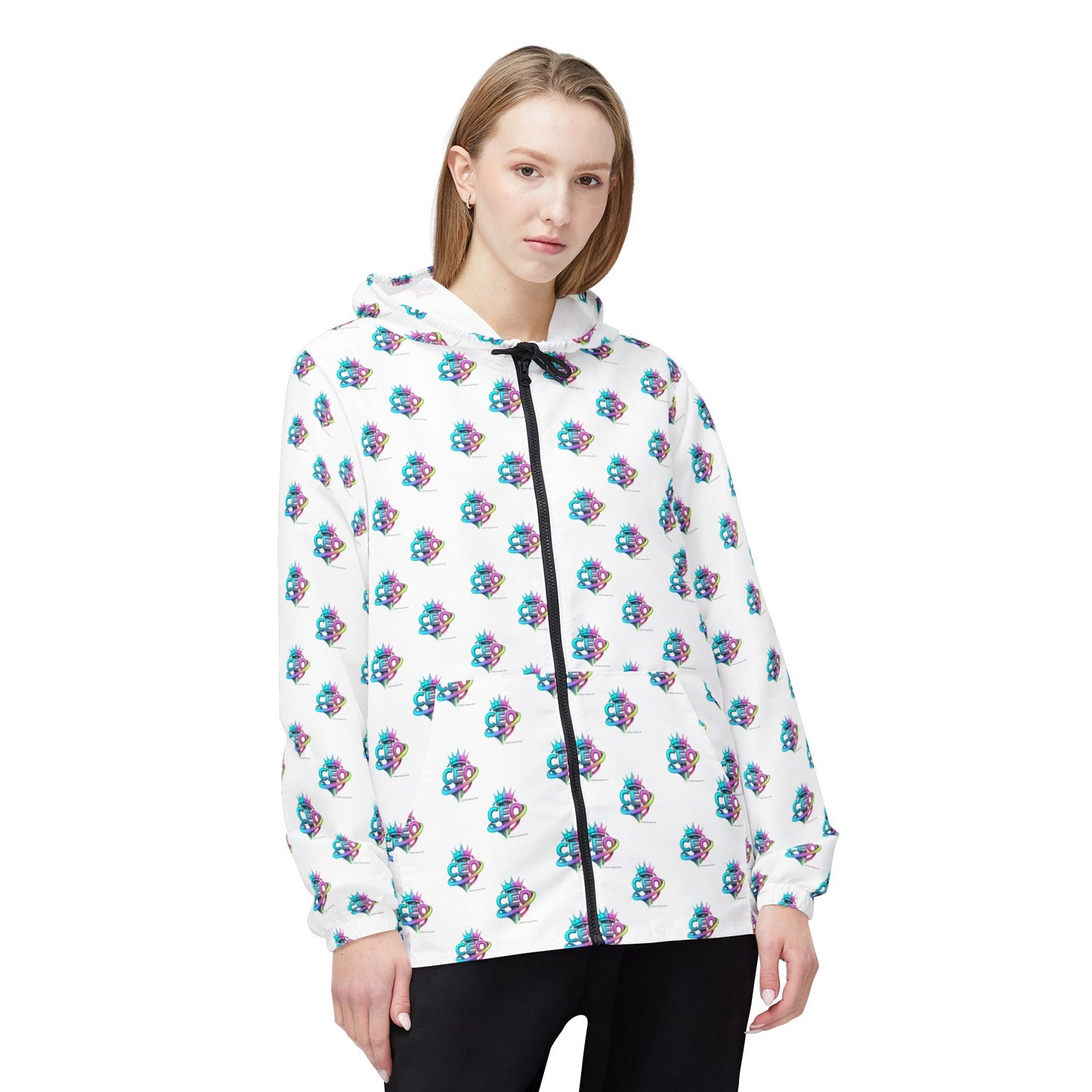CEO repeat logo Windbreaker Jacket | all-over print White