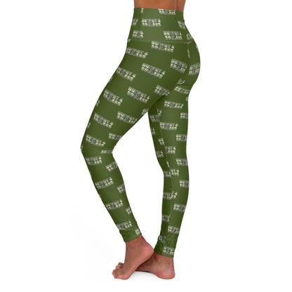 Hungry 4 Success Military Green High-Waisted Yoga Leggings — All-Over Print