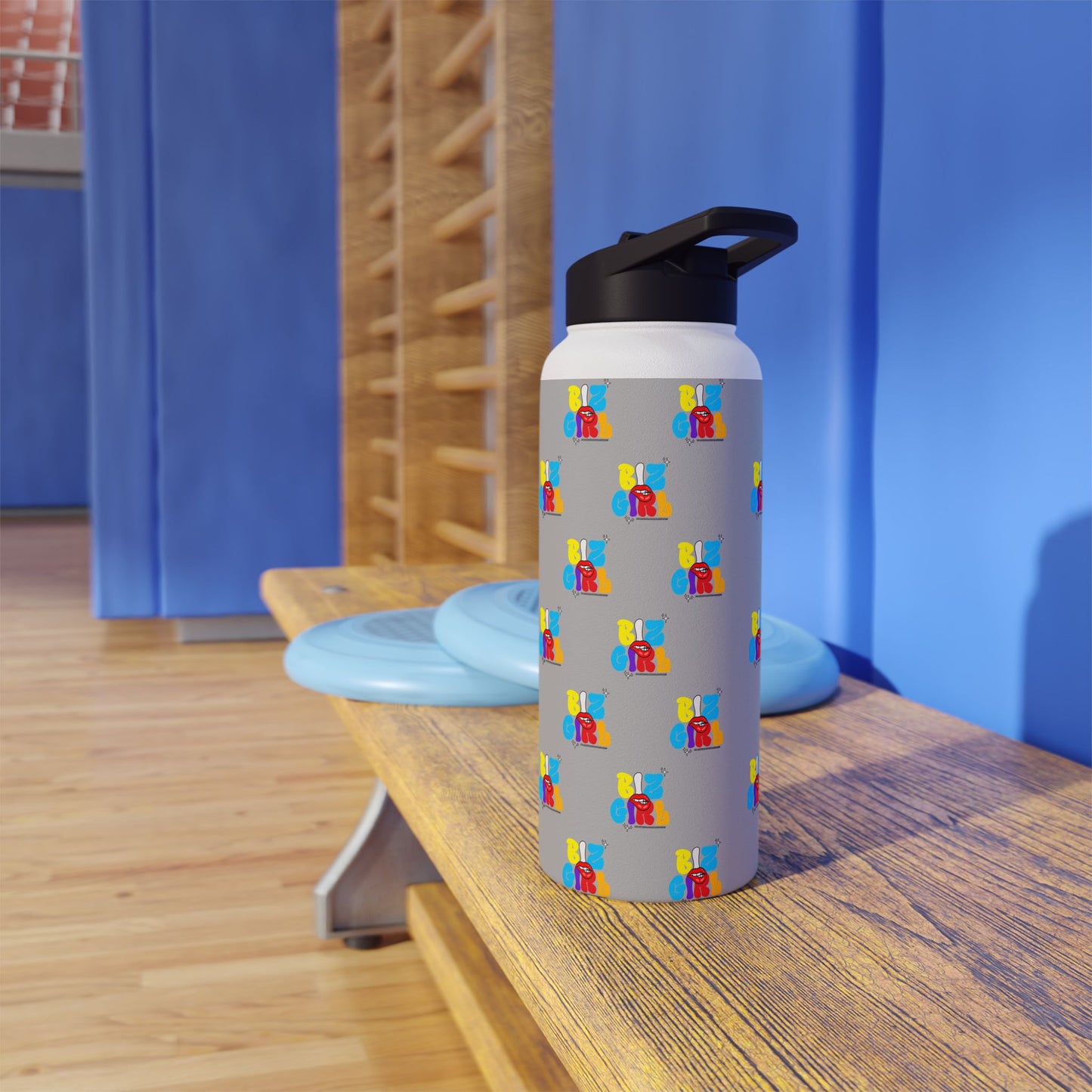 Biz Girl Grey Stainless Water Bottle — Black