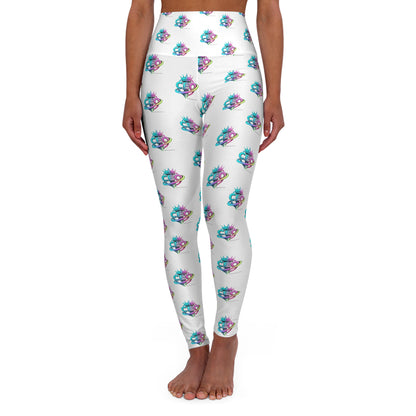 CEO White High-Waisted Yoga Leggings — All-Over Print